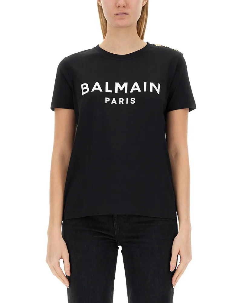 Balmain T -Shirt mit Logo Black