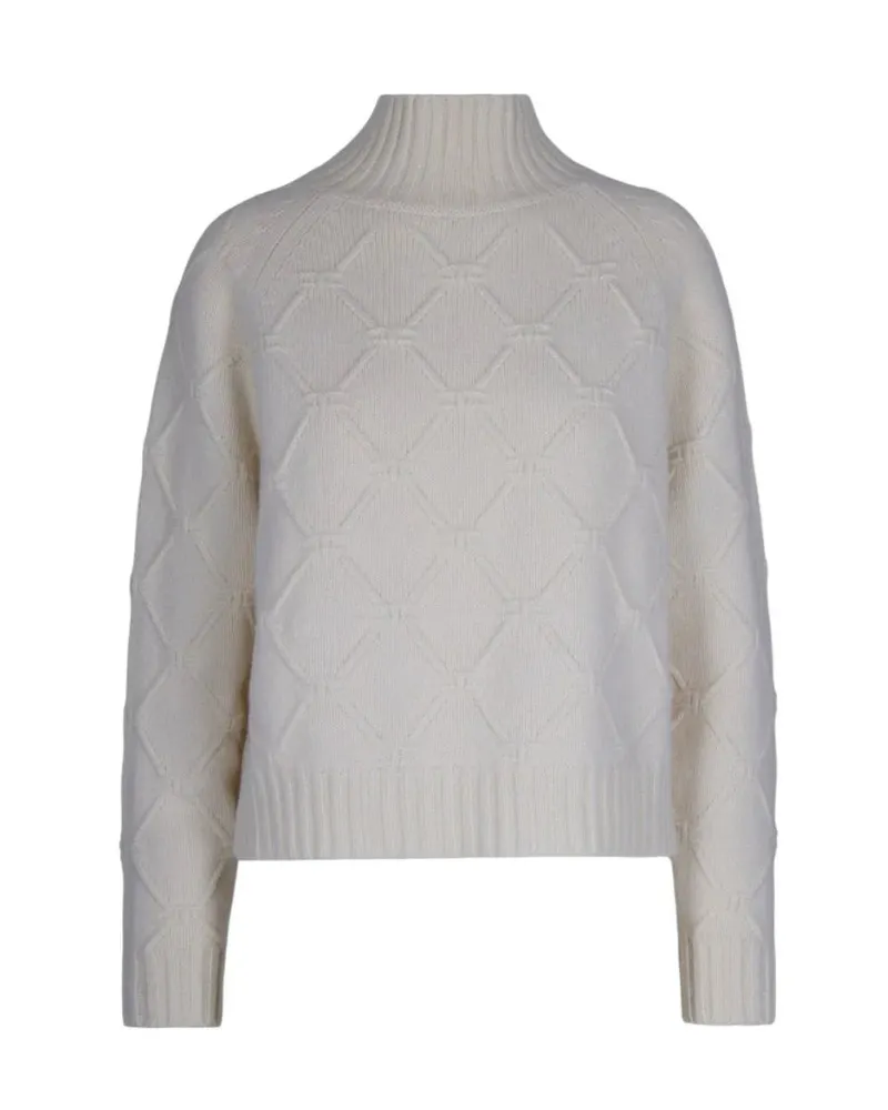 Elisabetta Franchi Jacquard-Rhombus-Pullover Latte