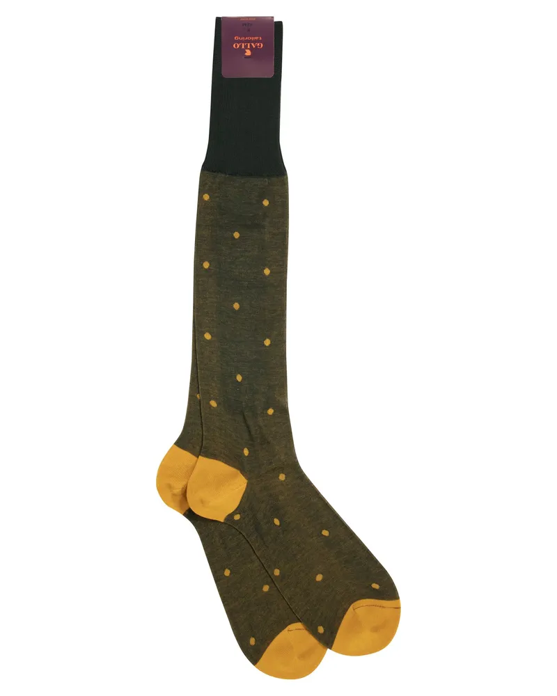 Gallo Polka Dot Baumwoll lange Socken Grün