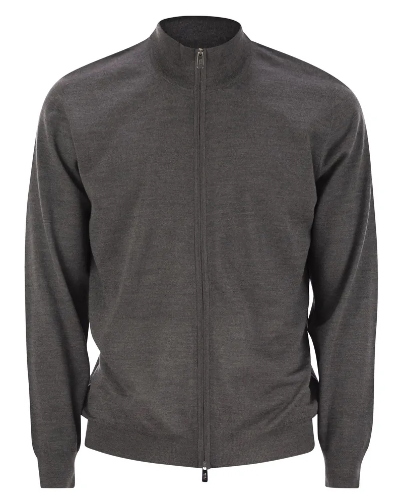 Fedeli Favonio Virgin Wollpullover mit voller Reißverschluss Grey