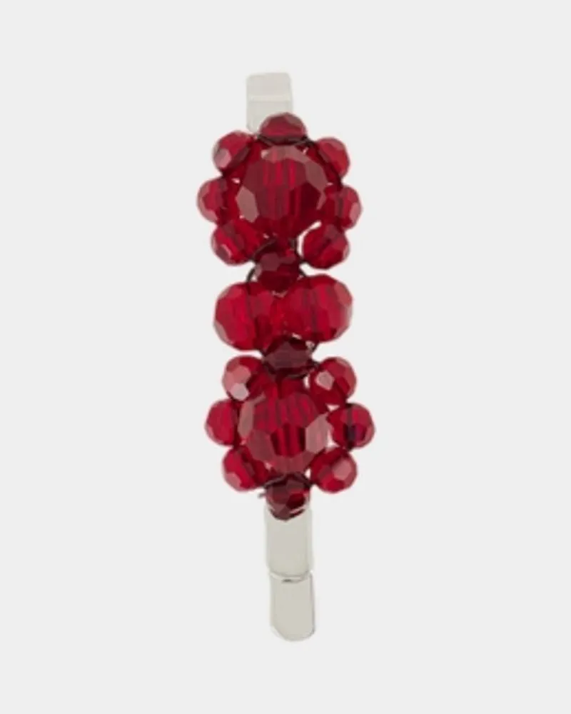 Simone Rocha Mini Blumenhaarclip  Kristallrot Rot