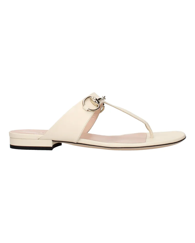 Gucci Damens Flip-Flops Leder Beige/Elfenbein -