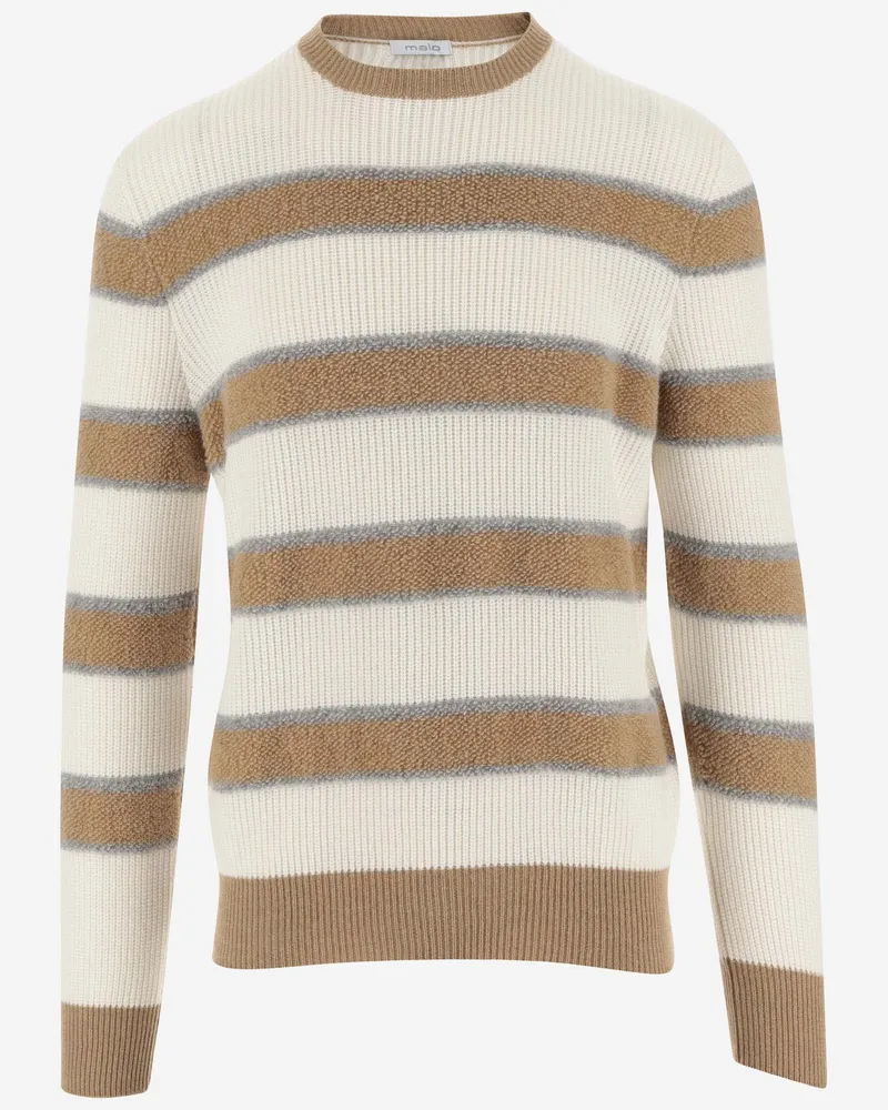Malo Cashmere Pullover mit gestreiftem Muster Red