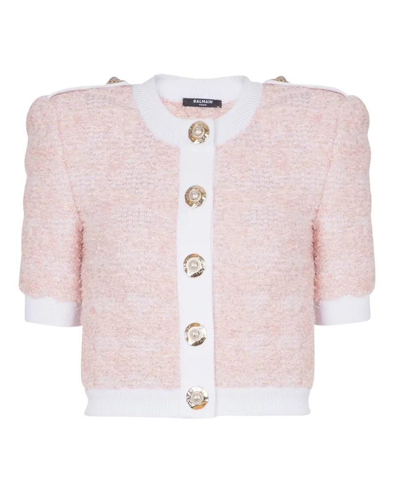 Balmain Tweed Cardigan Pink
