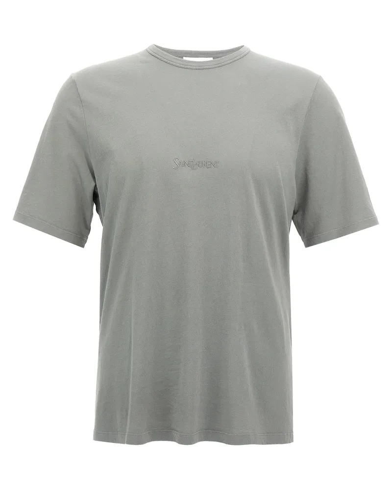 Saint Laurent T-Shirt mit Logo-Stickerei Gray