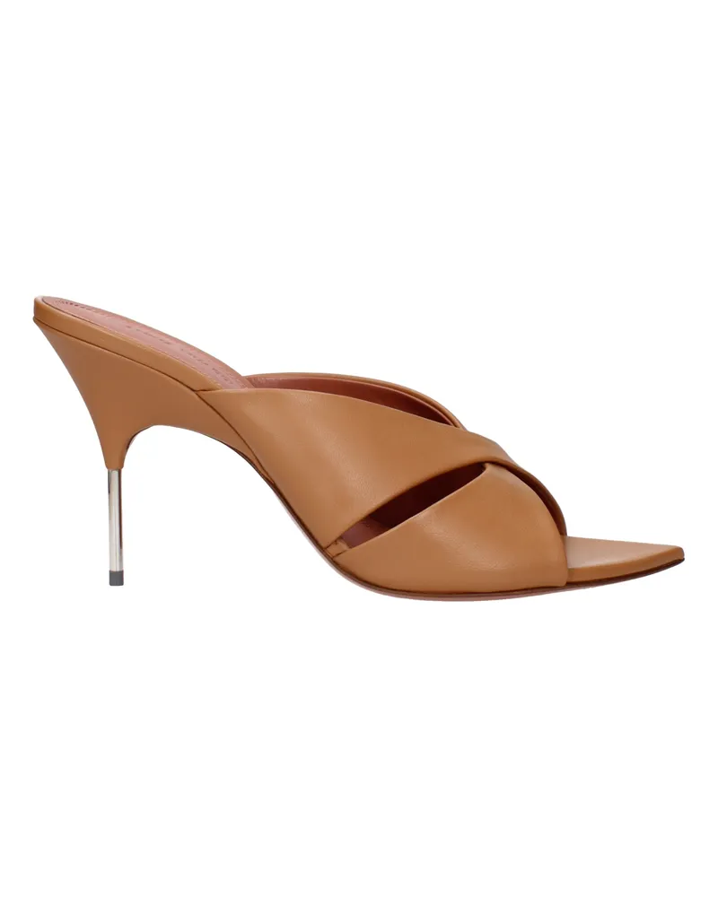 Amina Muaddi Samantha Sandalen Damens Lederbraun/Kaffeelatte -