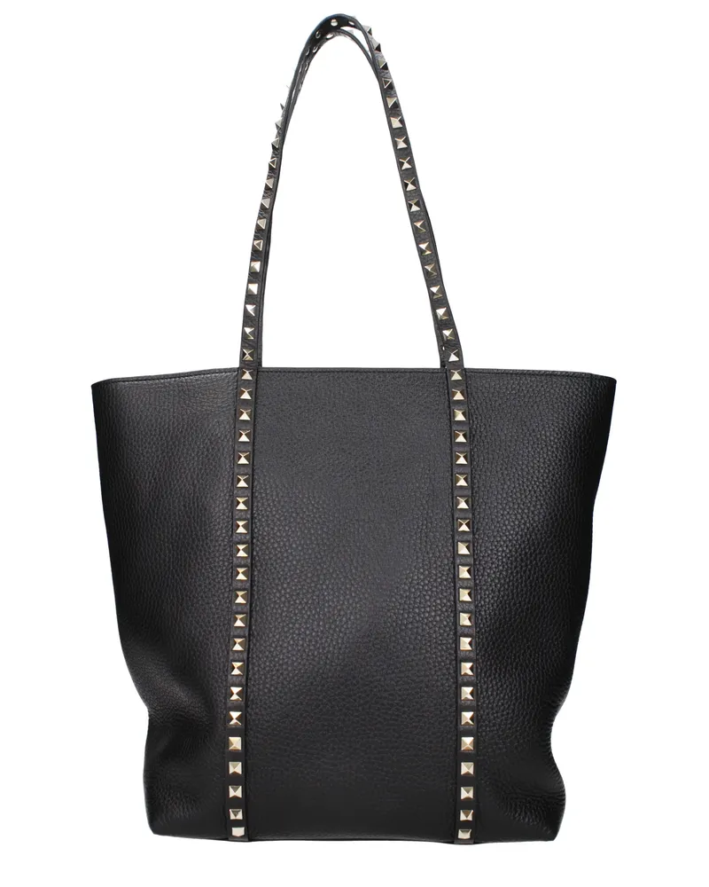 Valentino Garavani Damens Rockstud Umhängetaschen aus schwarzem Leder -