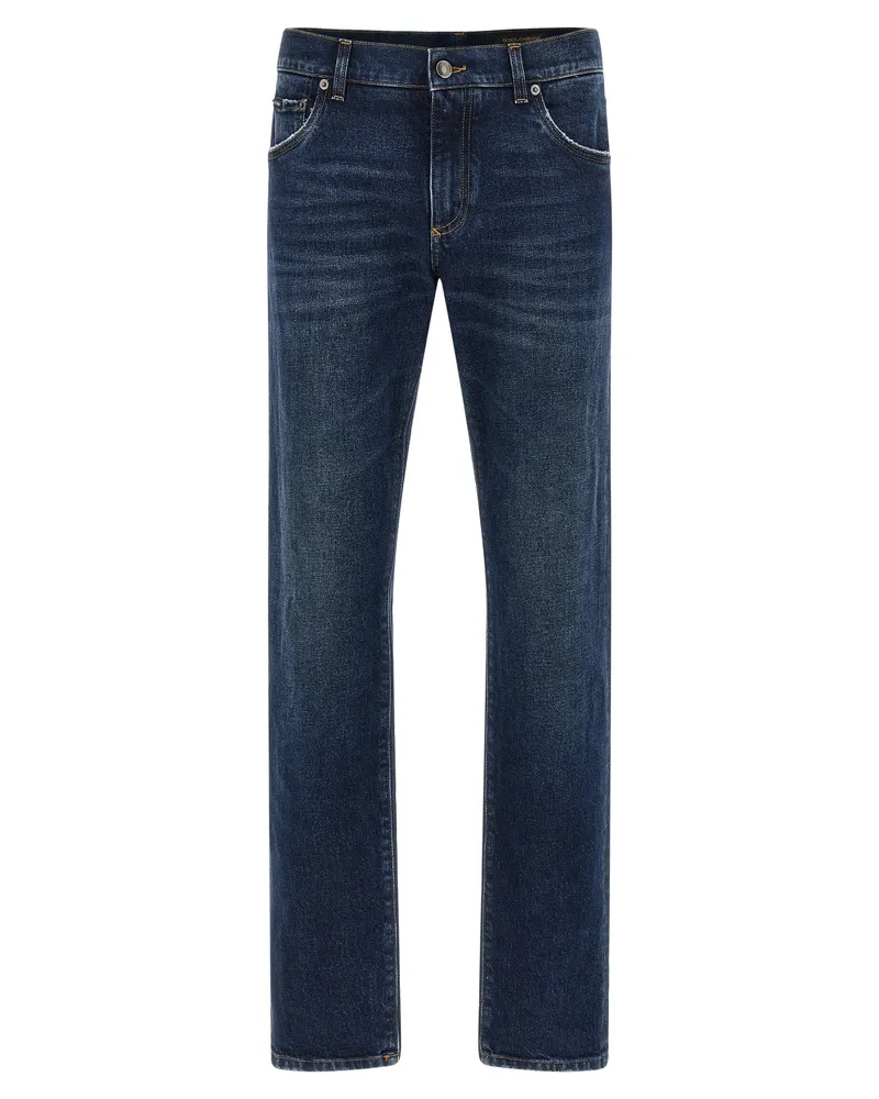 Dolce & Gabbana Logo Plaque Jeans Blue