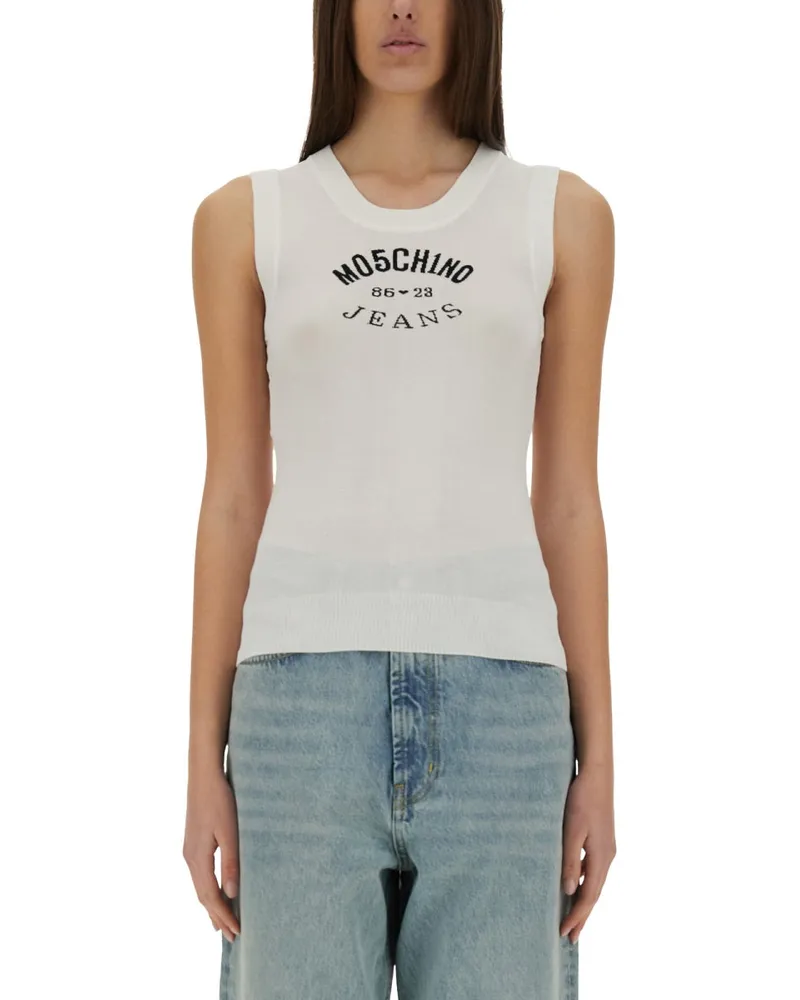 Moschino Moschino -Jeans stricken sich mit Inlay -Logo White