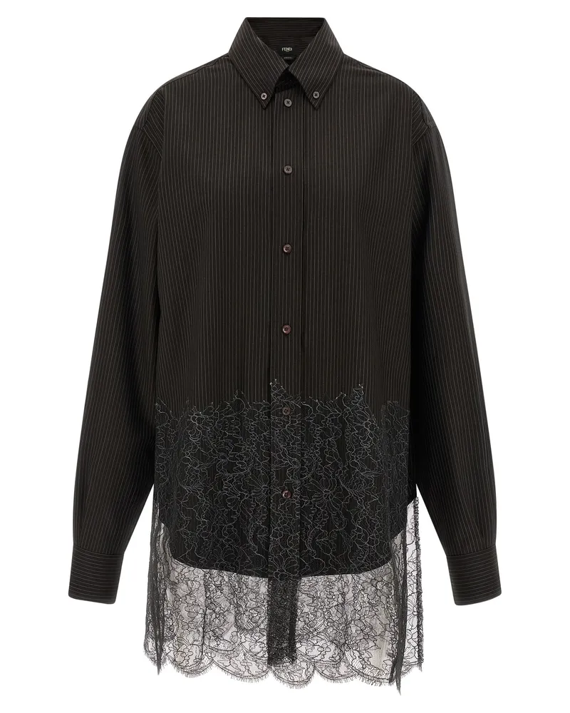 Fendi Wolle und Spitzenhemd Brown