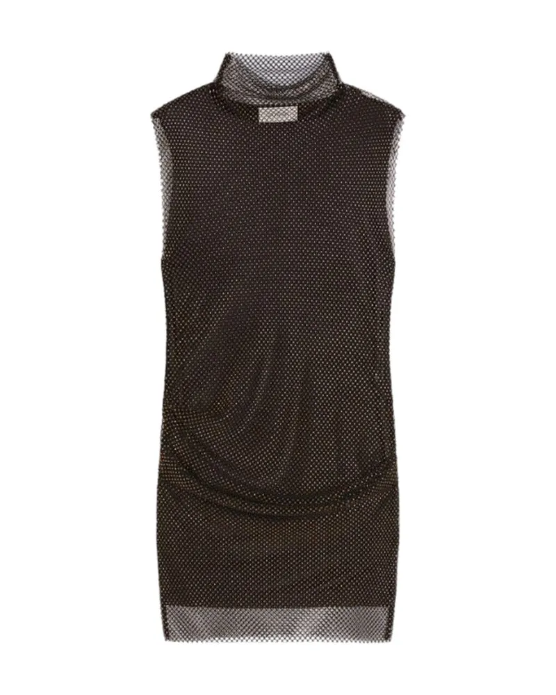 SPORTMAX Ärmelloses Kleid mit Strasssteinen Schwarz Nero