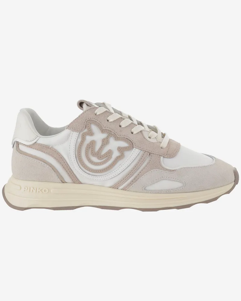 Pinko technischer Stoff und Leder -Turnschuhe mit Logo Sand