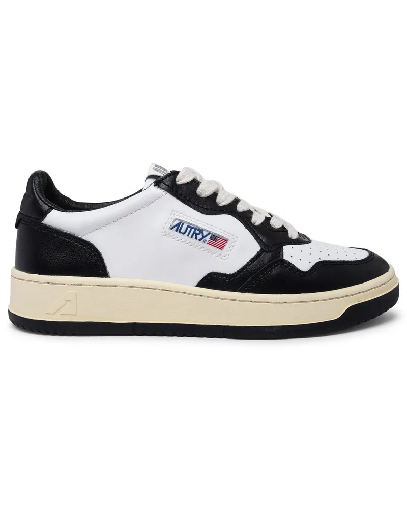 AUTRY Schwarz -Weiß -Lear -Medaillengewinner Turnschuhe White