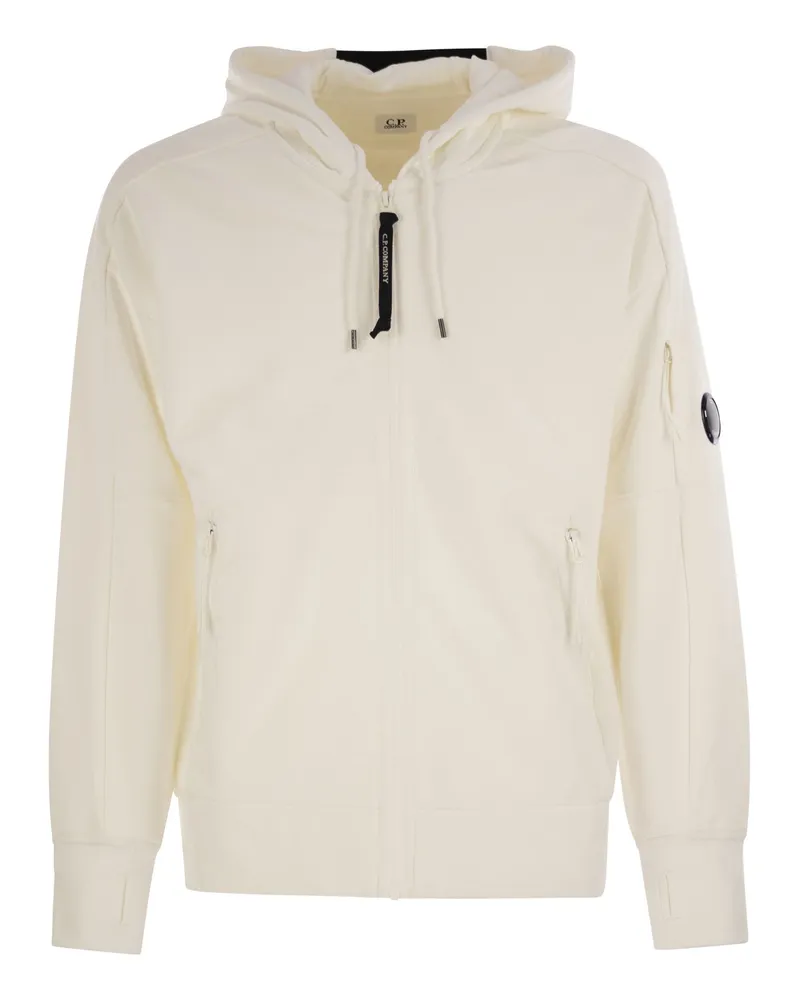 C.P. Company Sweatshirt mit Reißverschluss, Motorhaube und Objektiv White