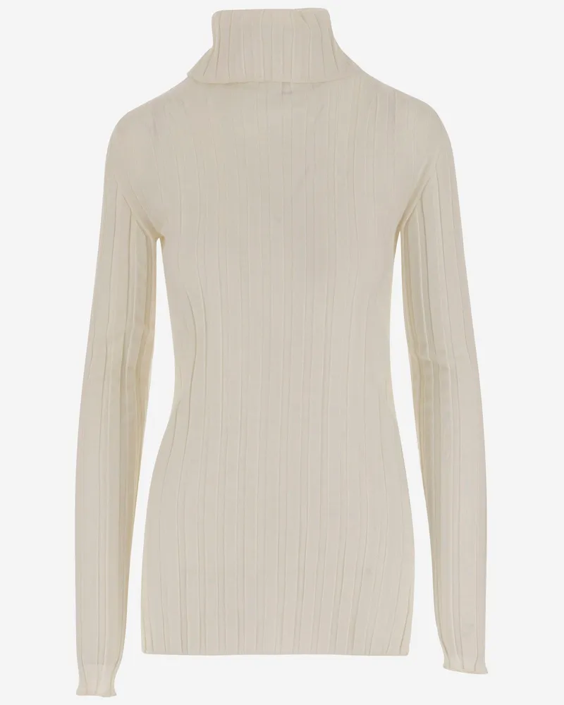 Carven gerippte Wolle und Seidenpullover White
