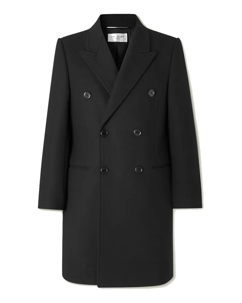 Saint Laurent Double Breasted Wollmantel Black