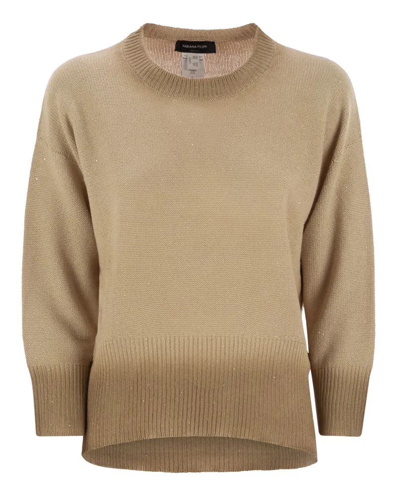 Fabiana Filippi Crew Neck -Pullover mit Pailletten Sand