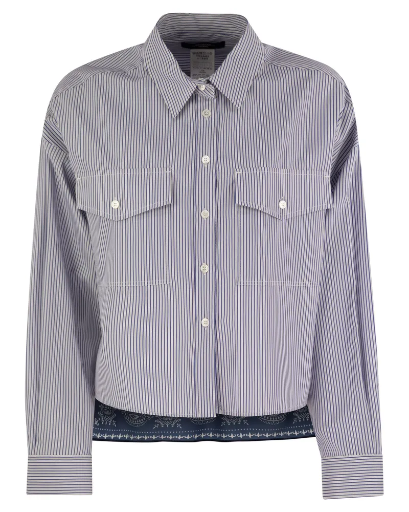 Weekend Max Mara Wochenende Max Mara Doria Schwere Baumwoll -Canvas -Shirt Blue