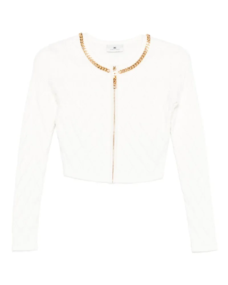 Elisabetta Franchi Tricot Cropped Cardigan Ivory