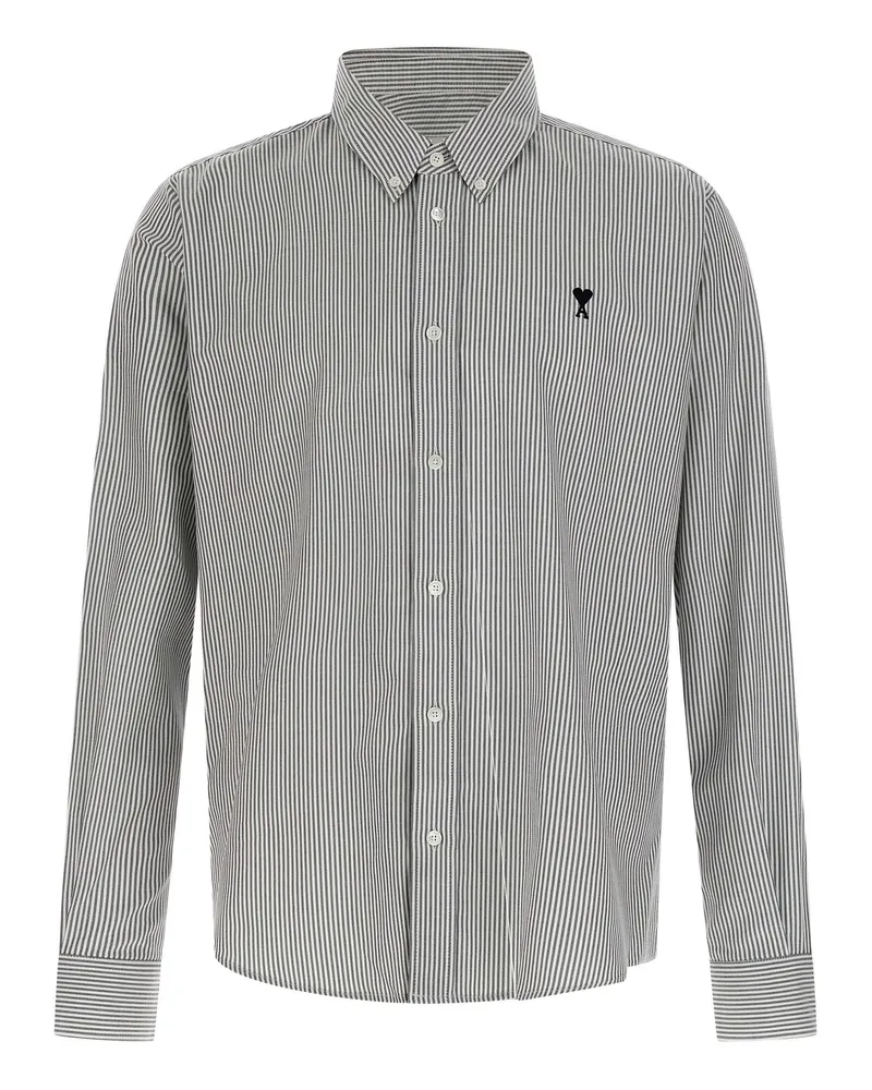 AMI Paris Ami de Coeur' gestreiftes Hemd White