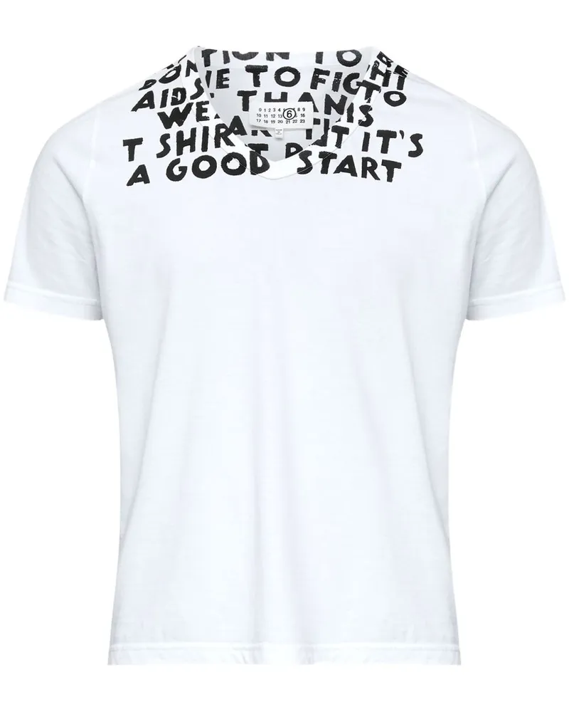 Maison Margiela bedruckte Baumwoll -T -Shirt White
