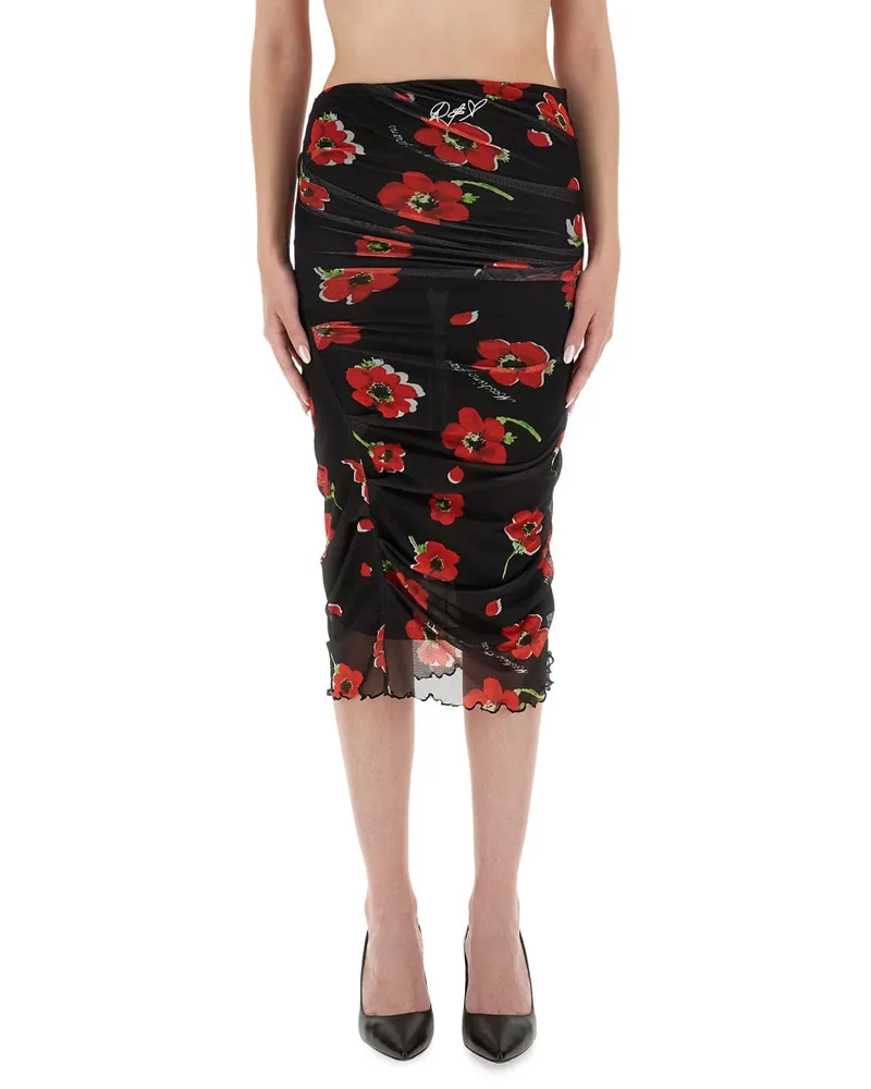 Moschino Moschino -Jeans Blumengitterrock Black