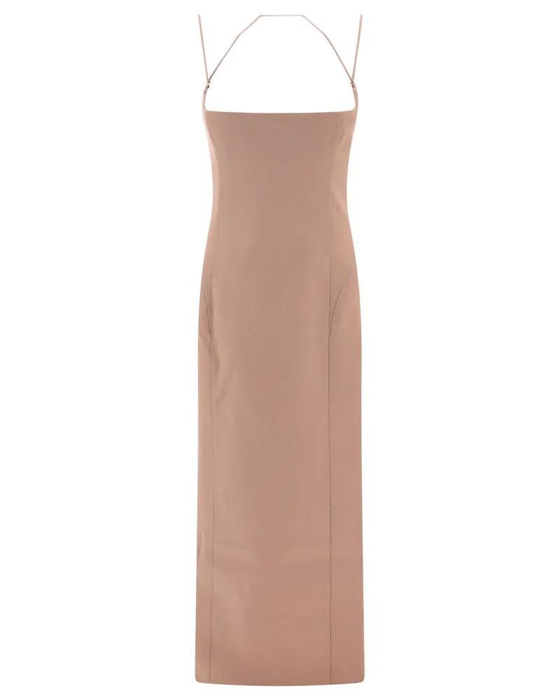 ATTICO Das Attico Gabardine Midi Kleid Beige