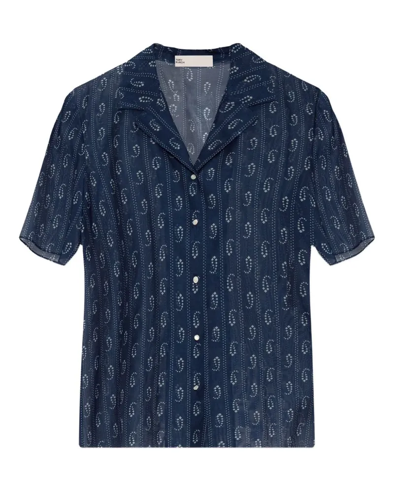 Tory Burch Hemd aus Baumwoll- und Seidenmischung Blue