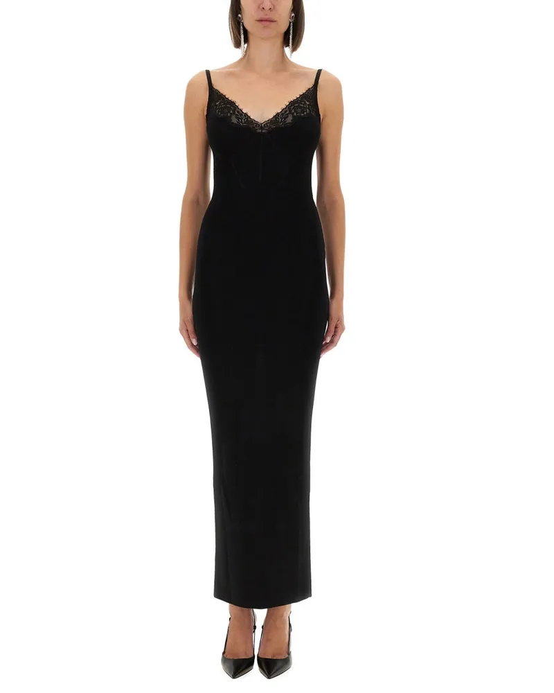 Self-Portrait Selbstporträt langes Strickkleid Black