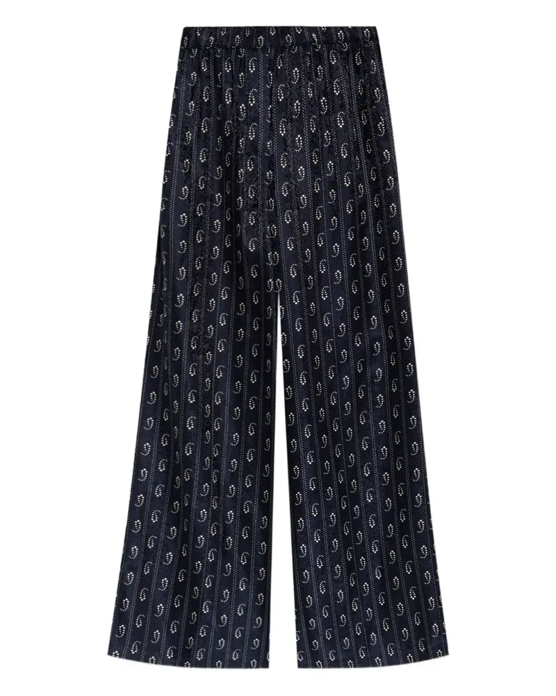 Tory Burch Jacquard Seidenhose Blue