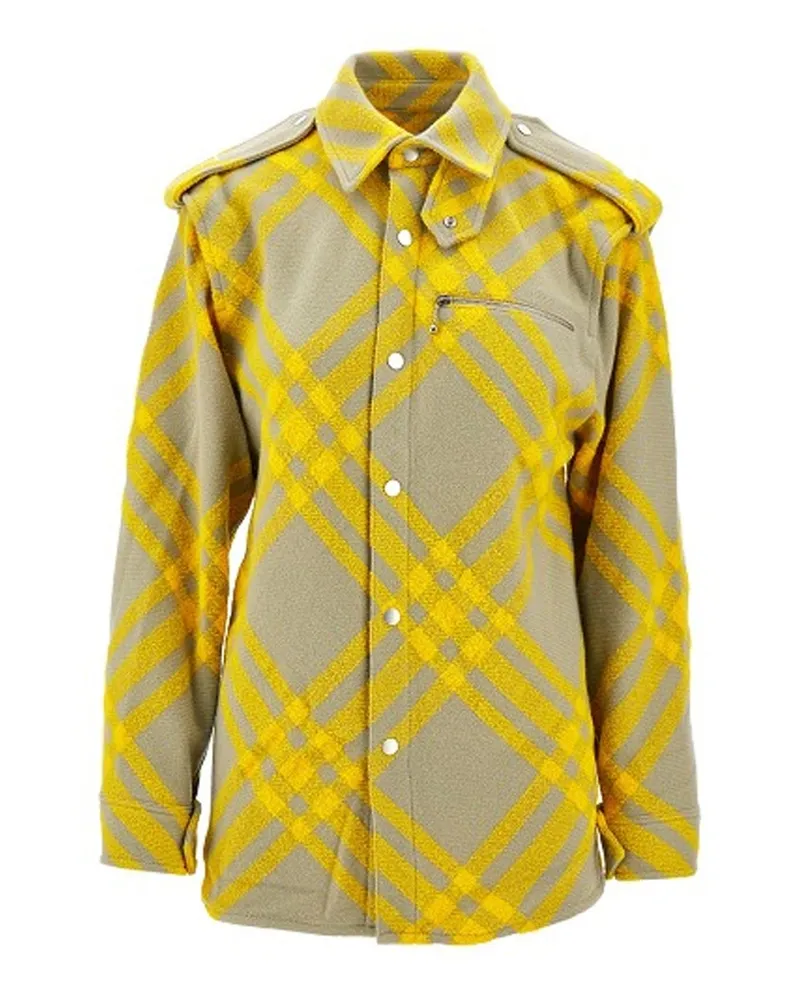 Burberry Wolle Checked Jacke Gelb