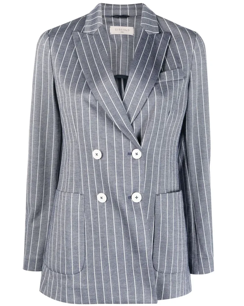 CIRCOLO 1901 gestreifte Doppelbrustjacke Blue
