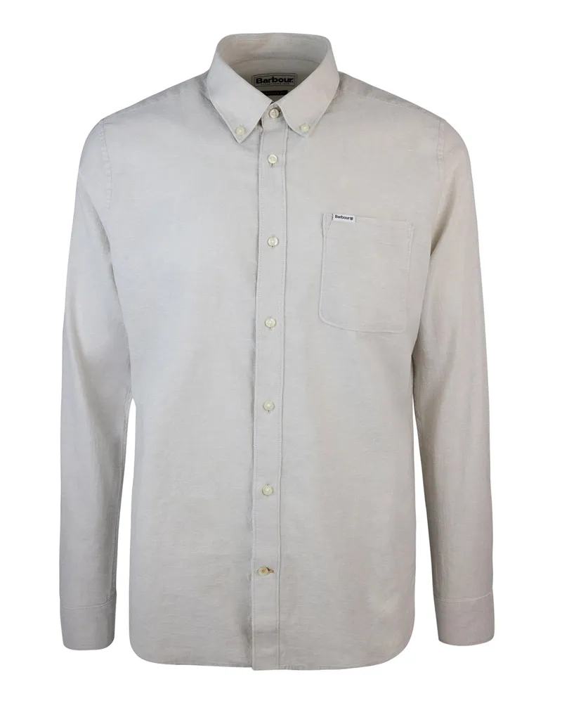 Barbour Camicia Botton Down in Misto Lino Toni