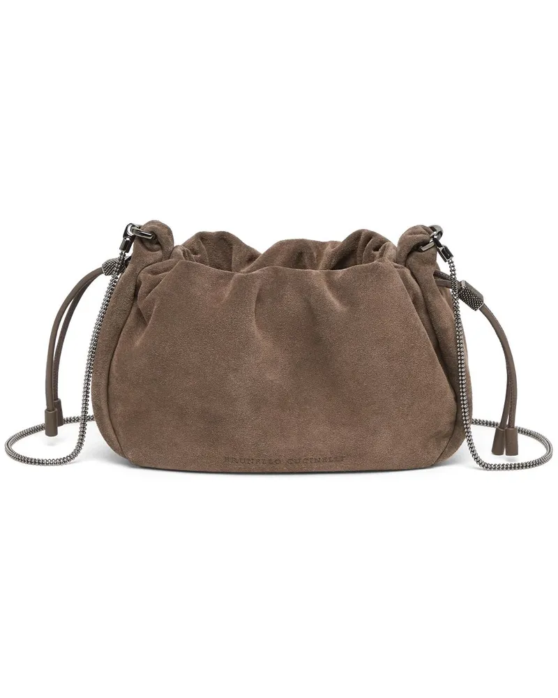 Brunello Cucinelli Leder Umhängetasche Brown