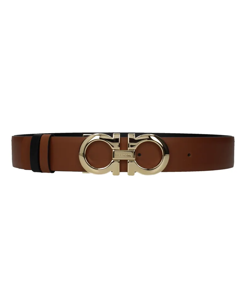 Ferragamo Frauen 's Ledergürtel braun/schwarz -
