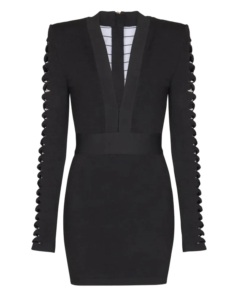 Balmain kurzes V -Hals -Kleid Eab