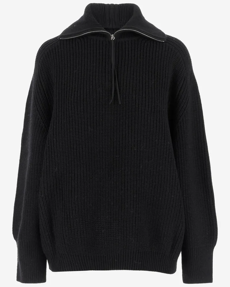 Carven Woll Reißverschluss -Pullover Black