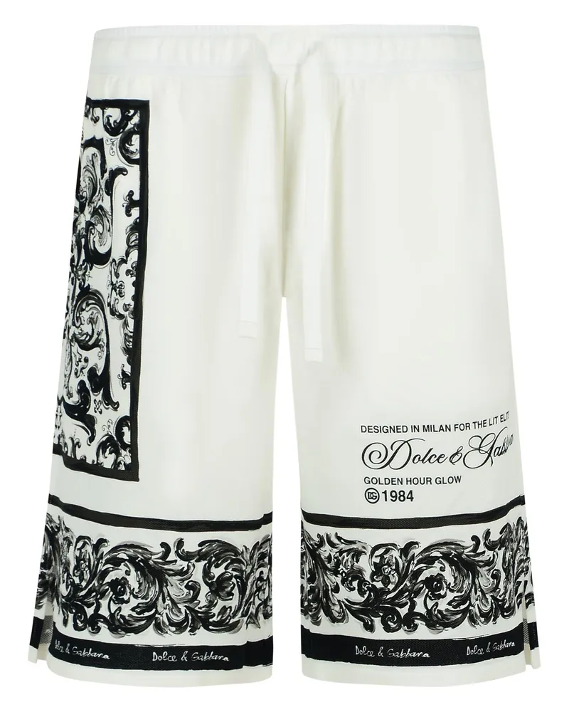 Dolce & Gabbana Maiolica' weiße Baumwoll -Bermuda -Shorts White