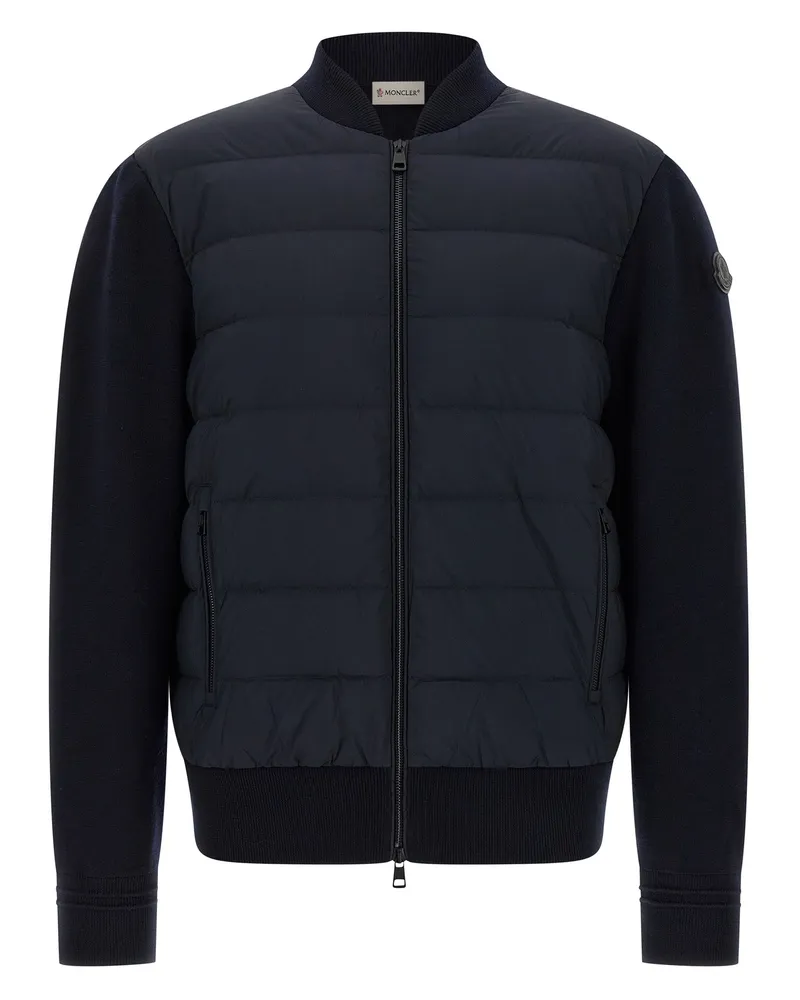 Moncler zwei Material Cardigan Blue