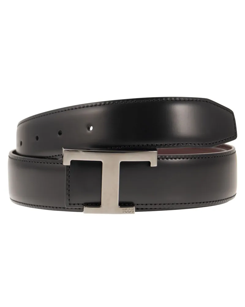 TOD'S Tod 's T zeitloser reversibler Ledergürtel Black