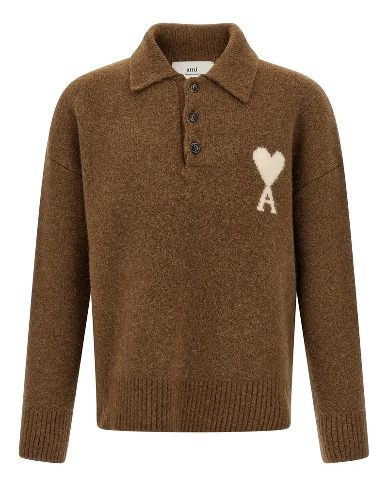 AMI Paris Ami de Coeur' Pullover Brown
