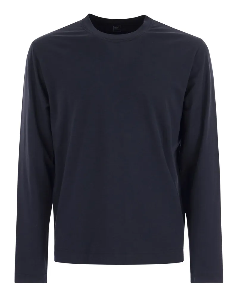 Fedeli Extreme Crew Neck T -Shirt mit langen Ärmeln Blau