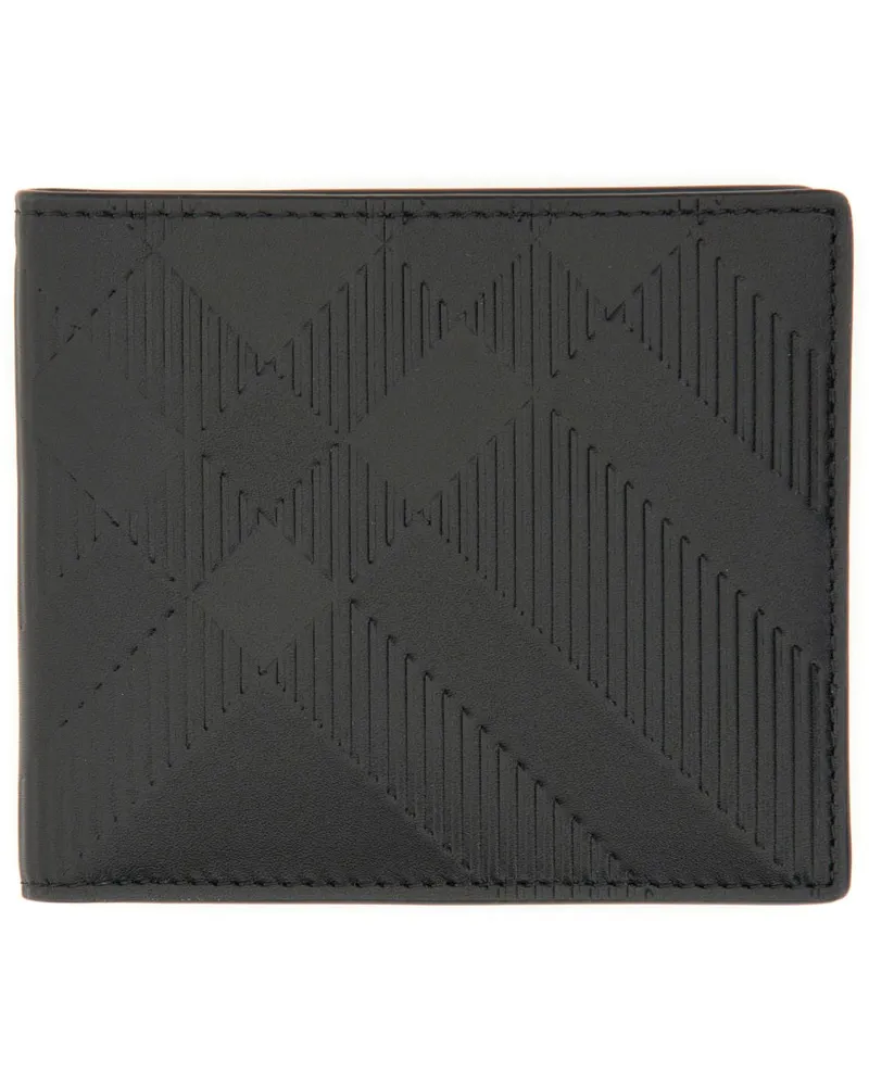 Burberry geprägter Schachbrieftasche Black