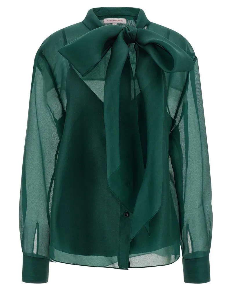 Carolina Herrera New York Organza Bluse Green