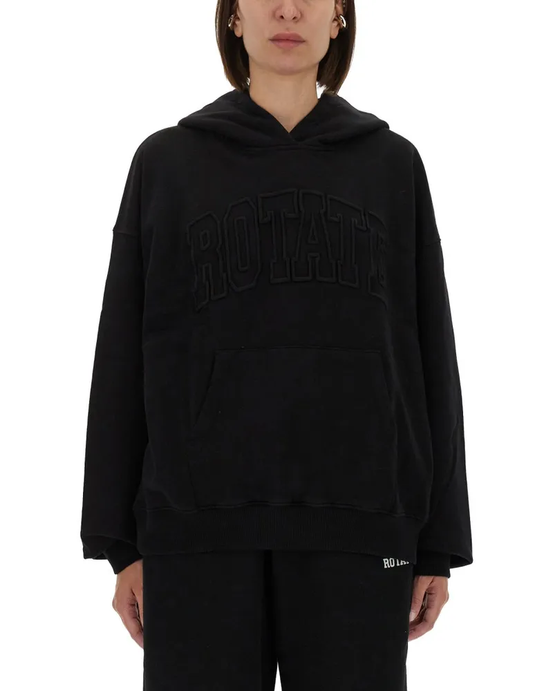 ROTATE Birger Christensen Drehen Sie Birger Christensen mit Kapuze -Sweatshirt mit Logo Black