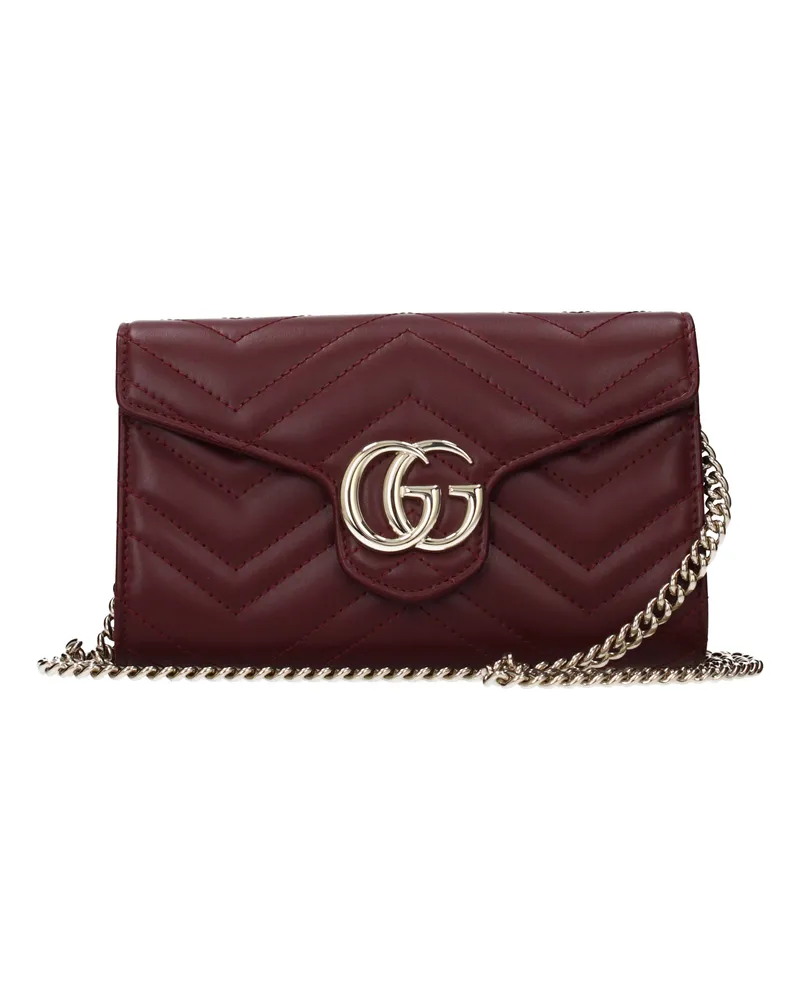 Gucci Marmont Pochette Damens Rot/Burgunderrotes Leder -