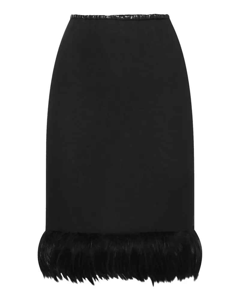 Saint Laurent Federn trimm Seidenrock ab Schwarz