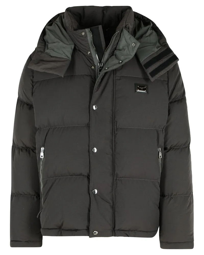 Dolce & Gabbana Grey Polyamid Down Jacke Grey