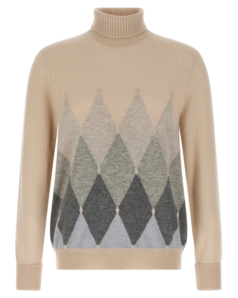 Ballantyne Argyle Rollkragenpullover White