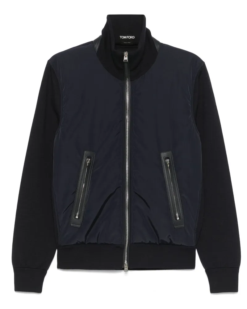 Tom Ford Wool Reißverschlusspullover Blue